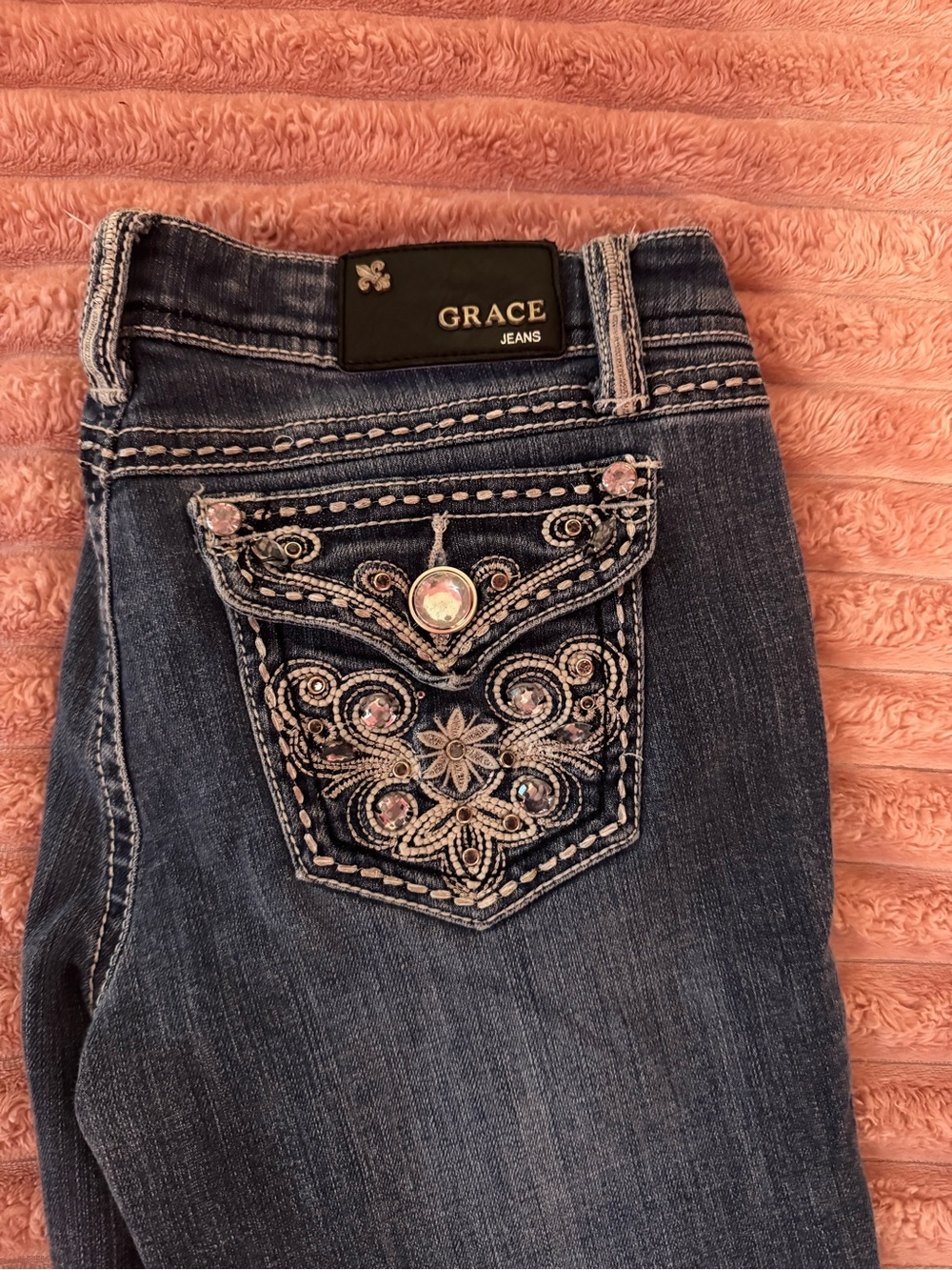 Vintage 2000s Y2K bedazzled embroidered ultra low rise jeans